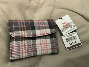 Julia Buxton Classic Plaid Mini Trifold ID Window RFID NWT - Picture 1 of 4