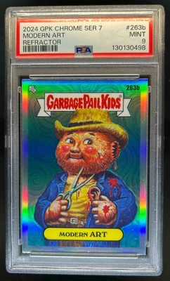 2024 Topps Chrome Garbage Pail Kids 7 Modern Art Refractor #263b PSA 9 - Image 1 of 2