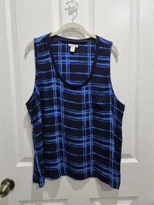 Top sin mangas Caslon Petite XL azul para mujer; transparente Foto 1 de 4