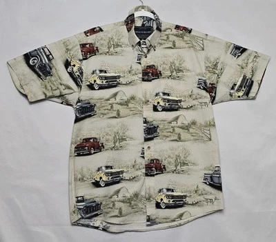 Camiones vintage North River de manga corta 100 % algodón con botones para hombre talla mediana Foto 1 de 4