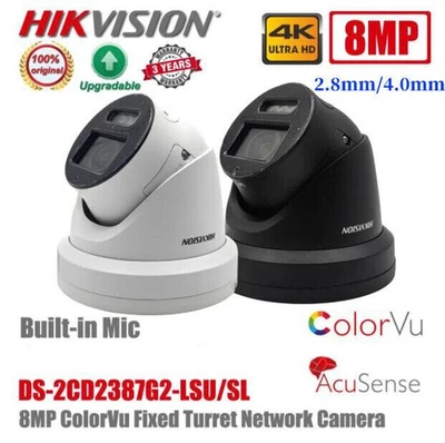 Hikvision 8MP 4K ColorVu 2-Way Audio AcuSense PoE IP camera DS-2CD2387G2-LSU/SL - Image 1 of 4