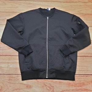 H&M Divided Jacket Mens Medium Black Bomber Zip Front Perforated Pockets - Picture 1 of 11