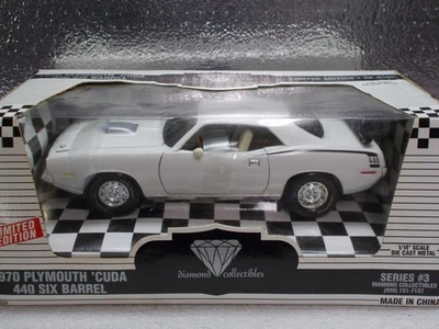 ERTL/DIAMOND COLLECTABLES 1:18 1970 PLYMOUTH 440 SIX BARREL CUDA ALPINE WHITE #3 - Image 1 of 4