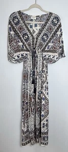 Vestido Caftán World Market Pequeño Mediano Kimono Boho Fluido Maxi Vestido Con Cuentas - Imagen 1 de 7
