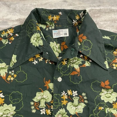Vtg 70s Floral Button Shirt Womens 18 Cottage Core Dark Academia Mod GoGo Disco - Image 1 of 4