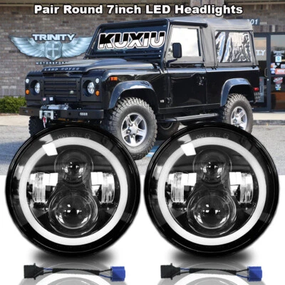 Faros LED redondos DOT 7" Halo Angel Eyes DRL para Land Rover Defender 90 y 110 Foto 1 de 4