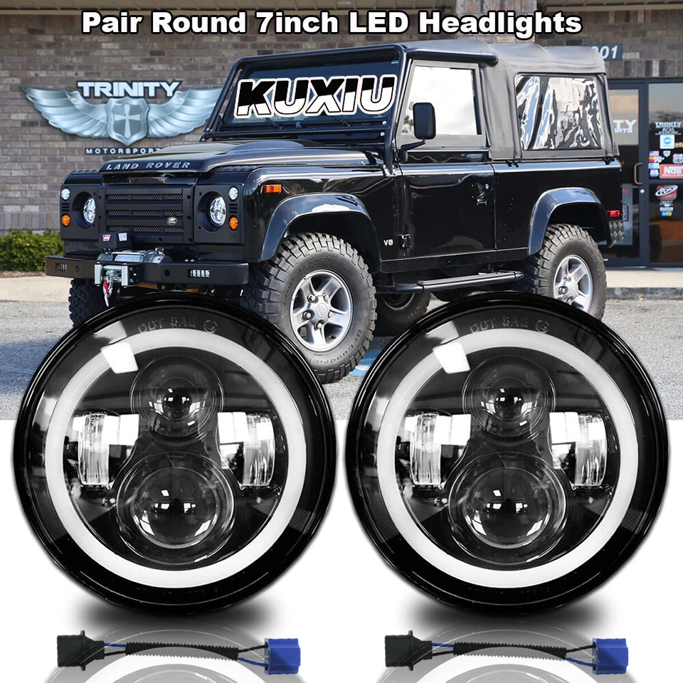 Faros LED redondos DOT 7" Halo Angel Eyes DRL para Land Rover Defender 90 y 110 Foto 1 de 4