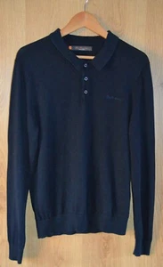 Ben Sherman Long Sleeve Polo Shirt Navy Blue - Size Medium M - Imagen 1 de 5