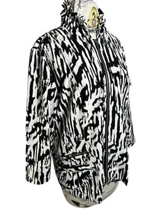 Zenergy Chicos Size 2 Jacket Women Zip Black White Lightweight Pockets High Neck - Picture 1 of 17
