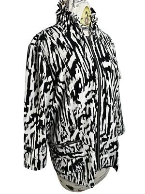 Chaqueta Zenergy Chicos Talla 2 Mujer Cremallera Negra Blanca Bolsillos Ligeros Cuello Alto Foto 1 de 4