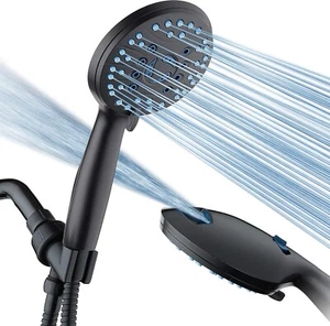 High Pressure 8-Mode Handheld Shower Head 6 ft. Stainless Steel Hose Anti-Clog - Picture 1 of 8