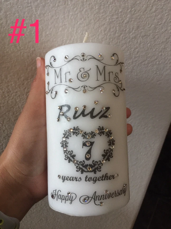Velas personalizadas aniversario/boda hechas con cristales de Swarovski vela monograma Foto 1 de 4