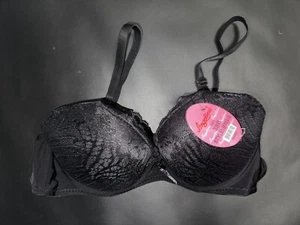 ANGELINA Women's NWT Black Bow Unique Design Padded BRA SIZE 38 B B764-B - Picture 1 of 3