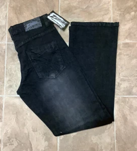 Designer Zubaz Men's Black Denim Jeans 38” X 34” New With Tags - Picture 1 of 5