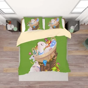 3D Rabbit Easter Egg Kids Green Quilt Cover Set Duvet Cover Bedding Pillowcases - Picture 1 of 6