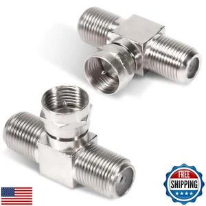 2 Pack Coaxial Cable Splitter, TV Splitter 2 in 1 Out, F Type RG6 Male to Dua - Picture 1 of 5