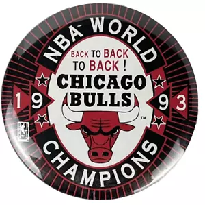 1993 Back-to-Back-to-Back 3-Peat NBA Champions Chicago Bulls Button Pin Jordan - Picture 1 of 9