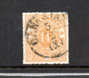 Wurttemberg (Germany) 1869 old 14 Kreuzer stamp (Michel 41) nice used - Picture 1 of 2