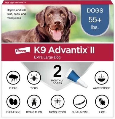 K9 Advantix II Flea + Tick for Extra Large Dogs 55+ lbs - 2 monthly doses - Image 1 of 4