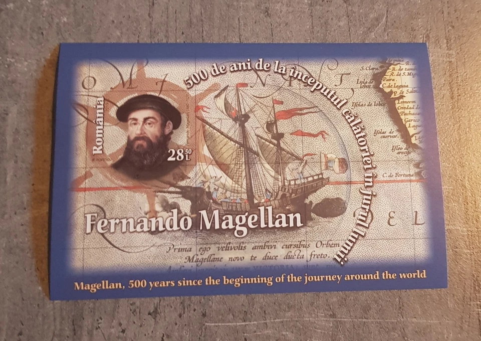 RUMANÍA FERNANDO MAGALLANES 500 AÑOS DESDE EL INICIO DEL VIAJE BLOQUE MNH Foto 1 de 1