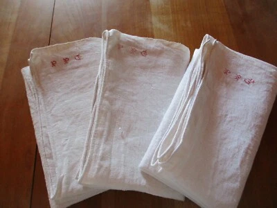 Lot N°14 de 3 torchons anciens en chanvre  - Photo 1/4