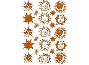 Sun Moon 23 pcs 1 Inch 22k Gold Fused Glass Decals - Picture 1 of 2