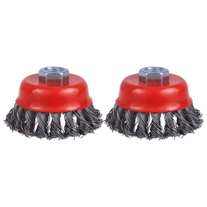 2PC Crew Twist Knot Wire Wheel Cup Brush Set for Drill Angle Grinder Rotary Tool - Picture 1 of 6