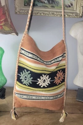 Bolso Bandolera Festival Vintage Años 70 Tejido a Mano Lana Grecia Hippie Foto 1 de 4