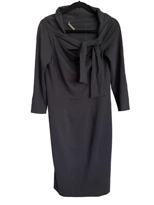 Vestido Alberta Ferretti azul oscuro para mujer elástico cuello barco corbata talla 10 LEER Foto 1 de 4