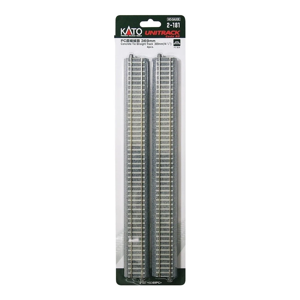 Kato 2181 369mm 14-1/2" Track Straight, Concrete Ties (4) : HO Scale - Image 1 of 1