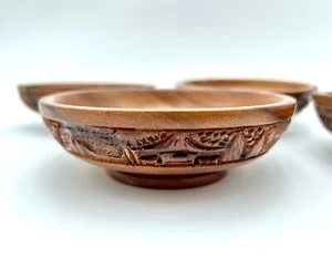 Hand Carved Vintage Monkey Pod Wooden Bowls Set of 4 - Picture 1 of 5