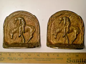 Gusseisen bronziert Indianer Pferd Reiter Buchstützen - Bild 1 von 5