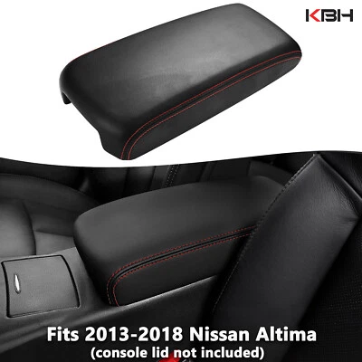 Se adapta a Nissan Altima 2013-2018 cuero consola central tapa reposabrazos cubierta puntada roja Foto 1 de 4