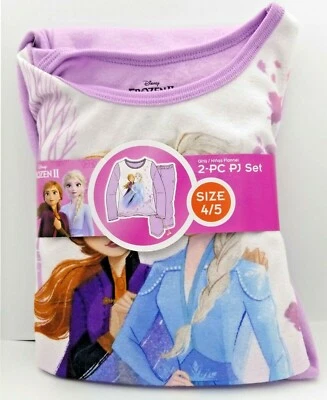 Nuevo Conjunto de 2 pijamas de franela púrpura Frozen II de ropa de dormir talla 4/5 4/5 Foto 1 de 4