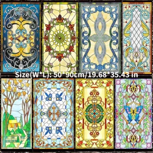3D Stained Glass Sticker Frosted Static Cling PVC Window Film Chapel Vintage - Imagen 1 de 19