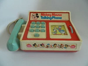 Vintage 1970's Hasbro Pre-School Mickey Mouse Talking Phone – For Parts / Repair - Picture 1 of 8