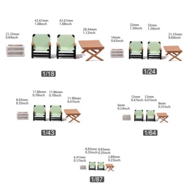 Resin 1/18 1/24 1/43 1/64 1/87 Outdoor Table & Chair Painted Model Miniature Toy - Image 1 of 4
