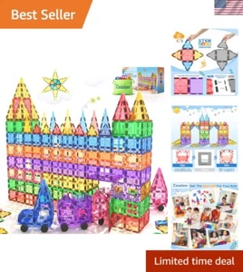 100 STCK. Magnetische Fliesen MINT Gebäude Spielzeug Set mit 2 Autos, Sensorisches Stapeln Ma... - Bild 1 von 7