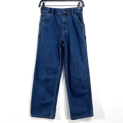 Pantalones de mezclilla Carhartt para niñas 14 azules lavado medio tiro alto pierna recta ropa escolar Foto 1 de 4