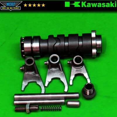 1980-1983 KAWASAKI KE125 ТРАНСМИССИЯ ПЕРЕКЛЮЧЕНИЕ ПЕРЕДАЧ ВИЛКИ ПЕРЕКЛЮЧАТЕЛЬ ВАЛ КУЛАЧКОВЫЙ БАРАБАН - Изображение 1 из 4