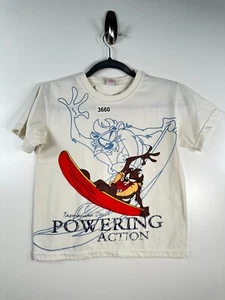 Colours 18 Youth Kids Graphic T-Shirt Tazmania Devil Powering Action Sz 16.5x19 - Picture 1 of 8
