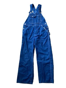 Vtg 40s Sanforized Denim Overalls 34x28 dark Workwear levis Blue Bell lee - Picture 1 of 11
