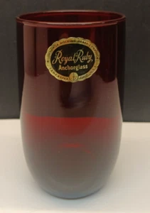 Vintage Anchor Hocking Royal Ruby R3651 Table Tumbler 9oz-Original Stickers - Picture 1 of 4