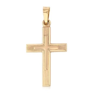 14K Yellow Gold Religious Classic Cross Pendant For Necklace or Chain - Picture 1 of 5