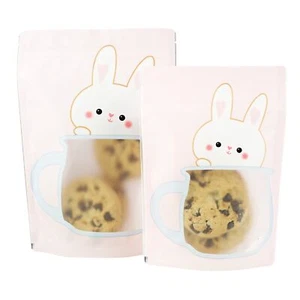 25/50/100 Pink Favor Treat Bags Printed Design with Window Resealable Bags - Picture 1 of 8