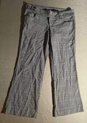 Pantalones LEI De Colección Para Mujer Talla 11 Marrón Rosa Diseño A Cuadros Botón Cintura Recto Foto 1 de 4