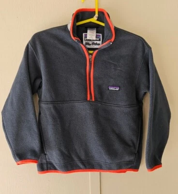 Patagonia Boy Girl Fleece Synchilla Kids M Medium Gray Orange Reflective  - Image 1 of 4