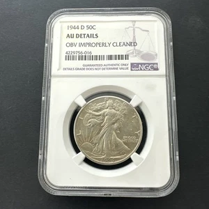 1944 D Walking Liberty Half Dollar AU Details CLeaned NGC - Picture 1 of 4