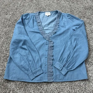 Sezane Rosine Chambray Langarm Bluse Shirt Damen Gr. 40 - Bild 1 von 9