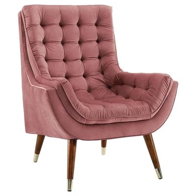 Lounge Chair Modway Suggest Tufted Performance Velvet em Dusty Rose - Imagem 1 de 4